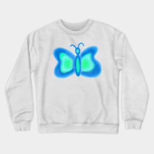 blue green watercolor abstract butterfly design Crewneck Sweatshirt